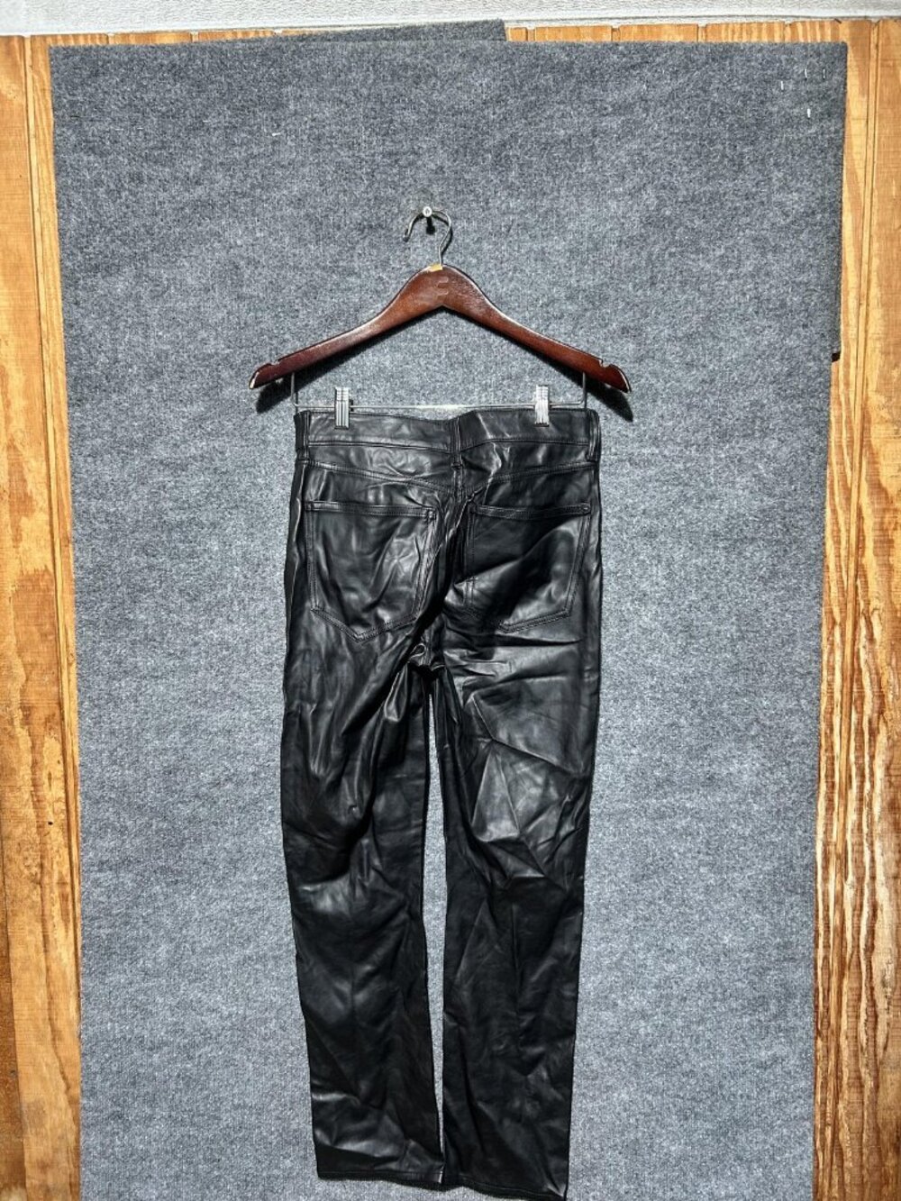 Gap Jeans Womens 4 Black Faux Leather Vintage Slim High Rise Straight Leg Pants - Picture 2 of 6